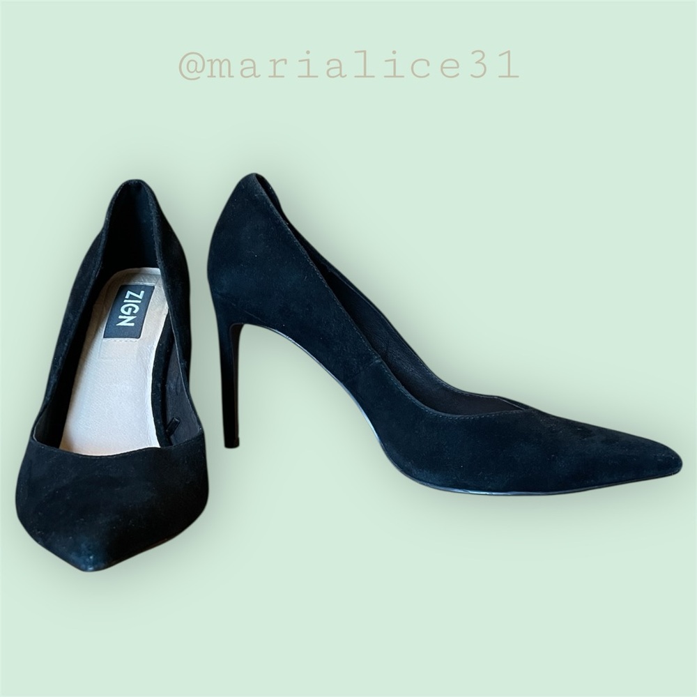 ZIGN Black Suede Heels. Size 8 (US) / 39 (EUR) - Picture 3 of 16